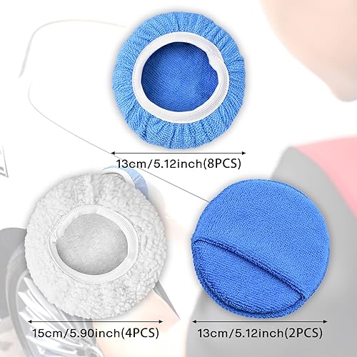 Miniatura 2 de Boomersun Kit de 14 almohadillas de pulido de automóvil (5 a 6 pulgadas), almohadillas de pulido de capo de microfibra, almohadillas de pulido de