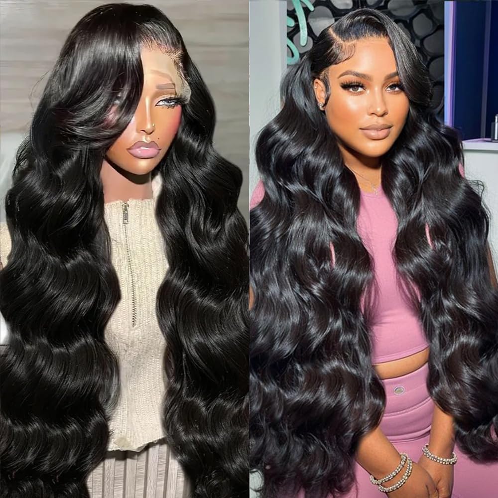 28 Inch 13x6 Body Wave Lace Front Wigs Human Hair Pre Plucked Glueless Wigs Human Hair 180% Density Body Wave 13x6 HD Transparent Frontal Wigs Lace Front Wigs for Women