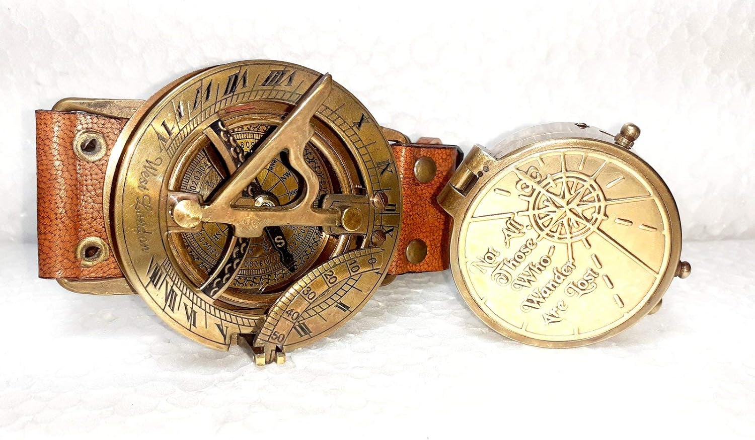 2 Pic Vintage Star Brass Sundial Compass 4 inches Nautical Navigation Marine Pocket Sundial Hand Compass 2 INCH Solid Brass MAGNTICK Compass SUNDAL