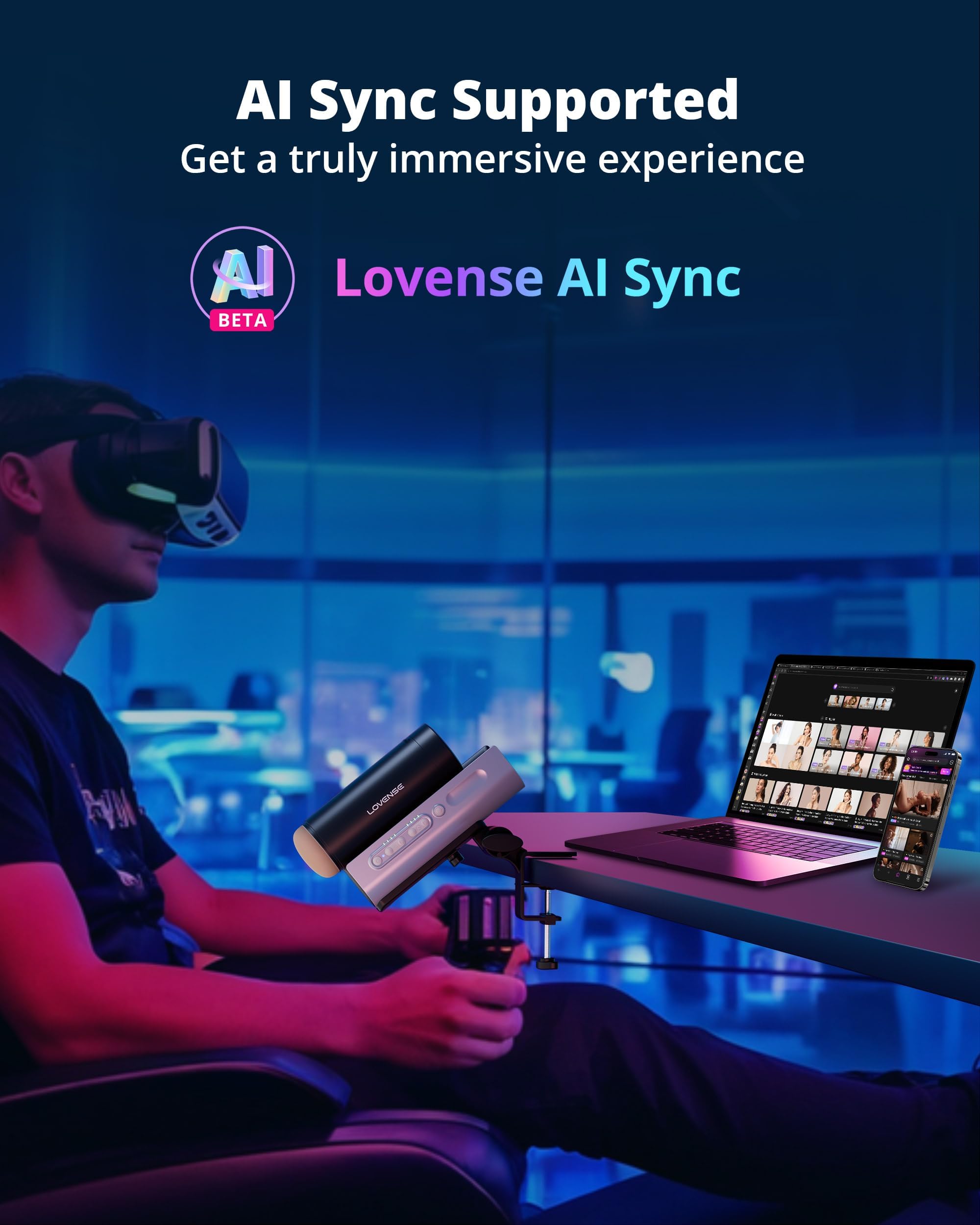 LOVENSE Lush Anal Plug Anale Vibrante con Luce LED, Per Principianti + LOVENSE Solace Pro Masturbatore Automatico Uomo Macchina per Fellatio con Spinta e Esperienza AI/VR