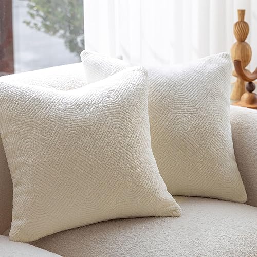 DOMVITUS Juego de 2 fundas de almohada de 18 x 18 pulgadas, fundas de almohada decorativas para sofá, fundas de almohada neutras de lujo, fundas de