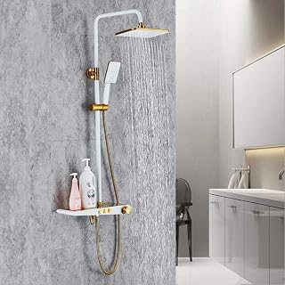 shower head Duschsystem Duschkit, Koppar Badrum Duschkran Set av vitguld rainfall shower head