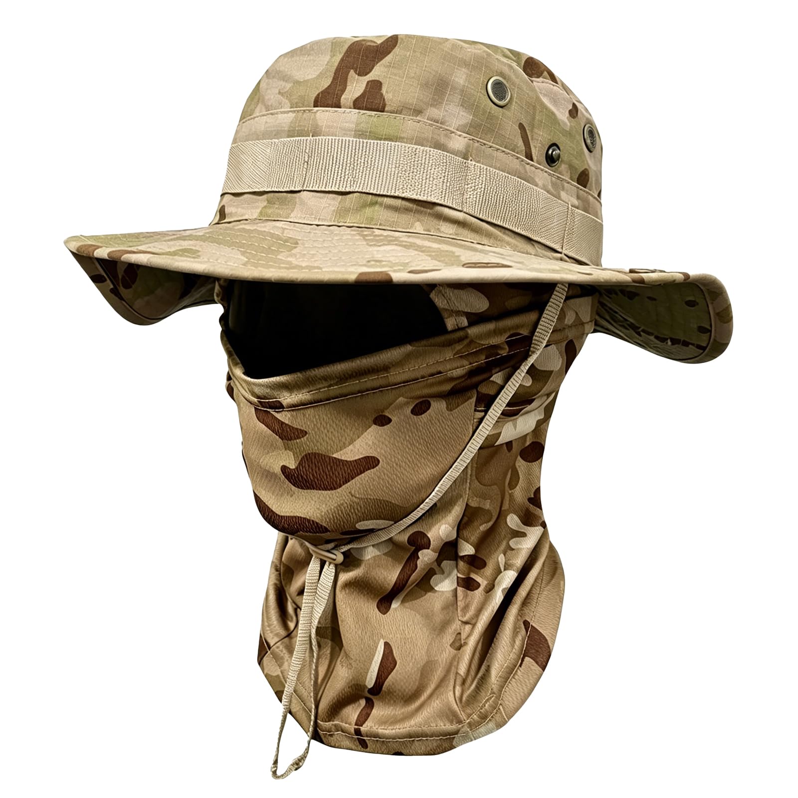 AMOturuxient Boonie Hat and Camo Scarf Set for Men Women, Bush Hat with Adjustable Fit, Camouflage Safari Hat for Fishing, Hiking, Camping