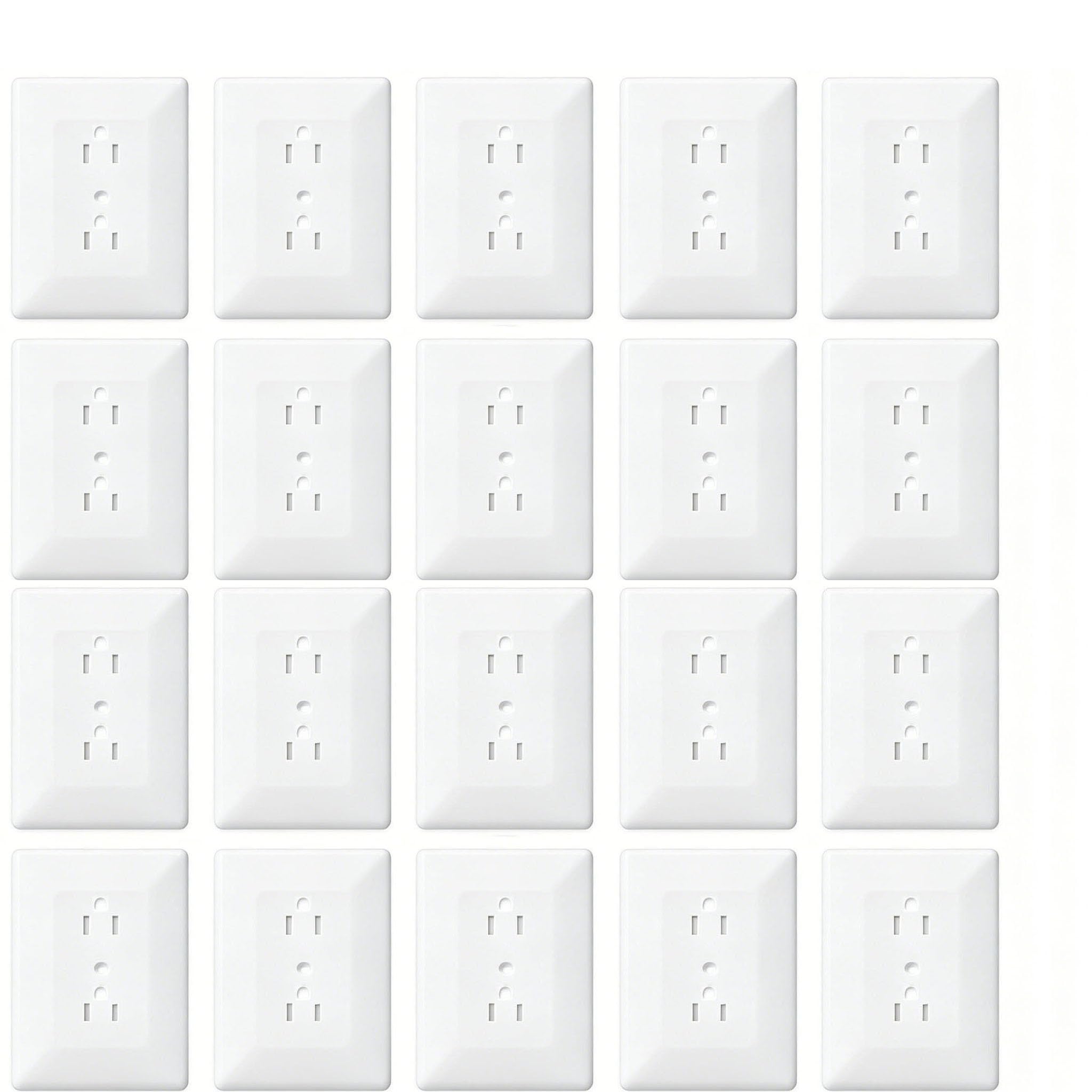 ZEFTV 20 Pack Duplex Outlet Covers Wall Plates 1-Gang Switch Outlet Electrical Cover Plate Unbreakable Thermoplastic Faceplate for Light Receptacle Outlet Switch, Glossy White