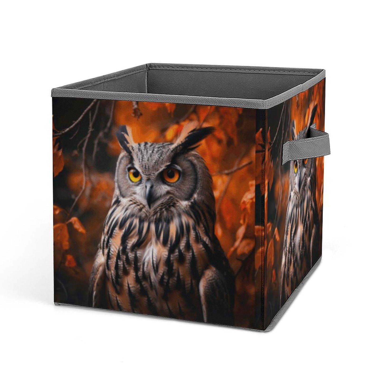 BTCOWZRV Owl Cube Storage Bins - 11 Inch Heavy Duty Fabric Closet Bins for Shelves, Cube Organizer - Collapsible Storage Boxes with Handle Decorative Clothing Storage Baskets