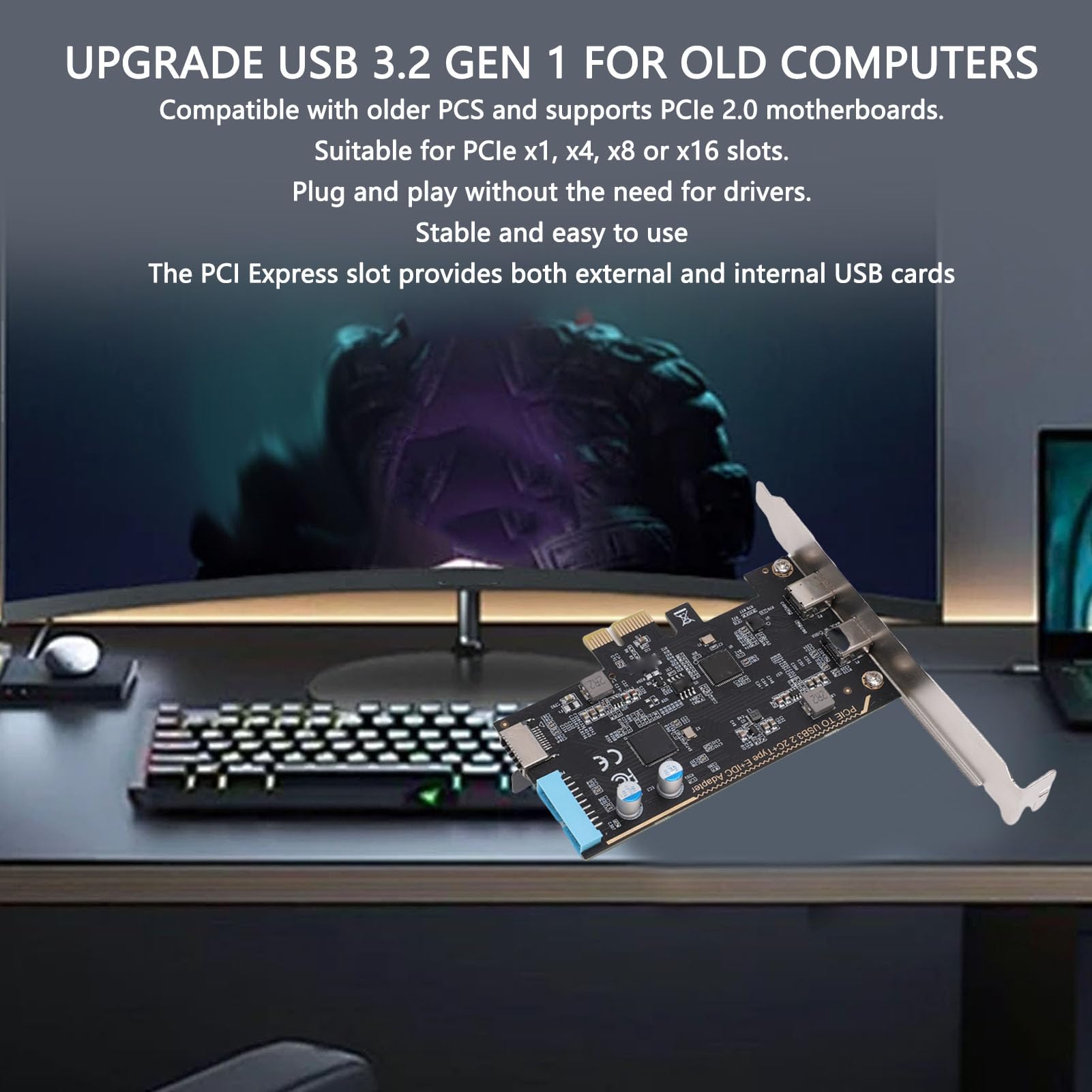 Ausla Scheda PCIe USB 3.2 Gen 1, 5Gbps 2 Porte Type-C