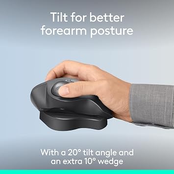 Logitech Silent Wireless Trackball Mouse MXTB2 MX ERGO S Bluetooth Logibolt Wireless Windows Mac OS Chrome Android Graphite Parallel Import/Angle Adjustment Wedge Not Included