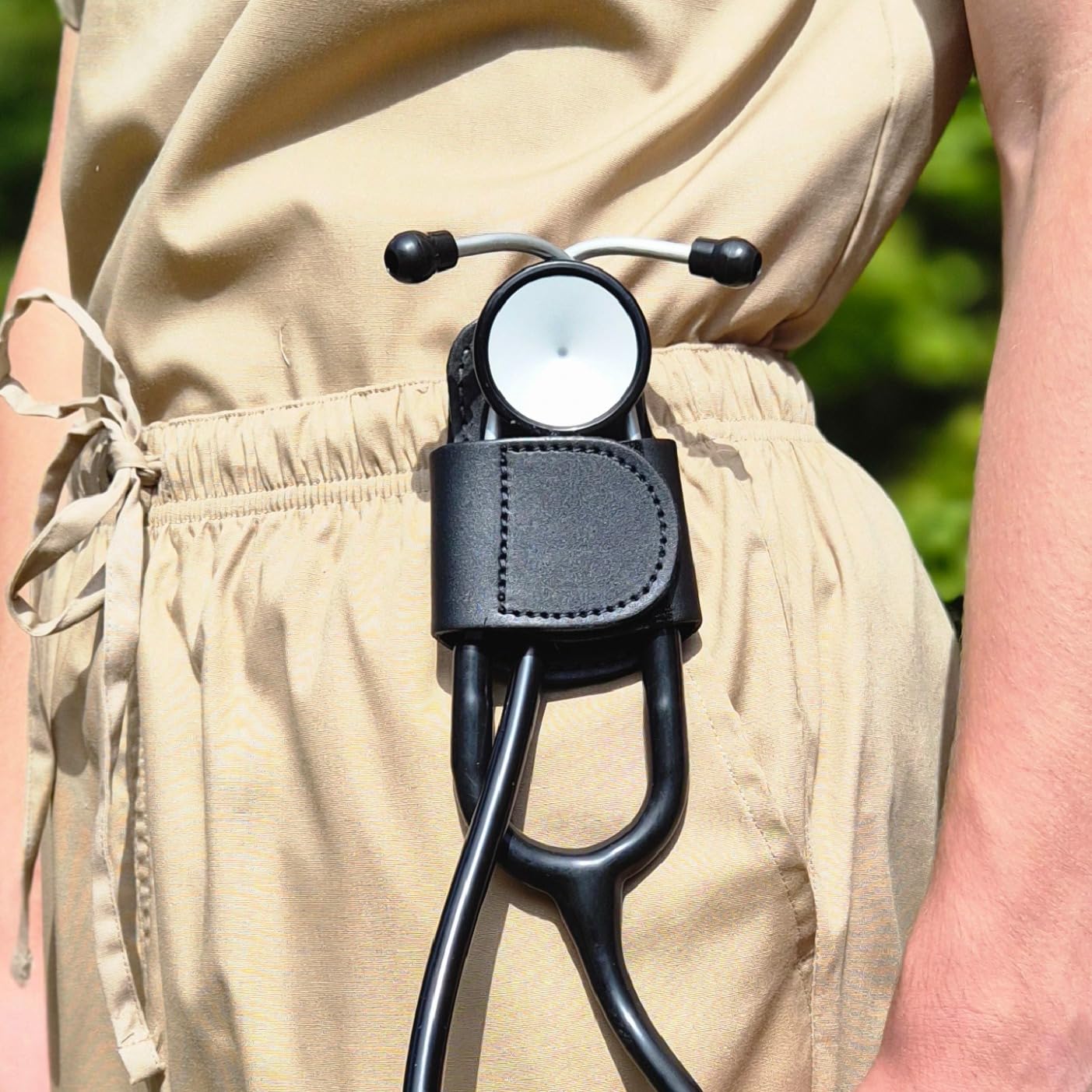 BATCLIP – The Original Leather Stethoscope Holster | Handmade in Maine | Sturdy Hip Clip | No More Neck Carrying or Loss (Black)