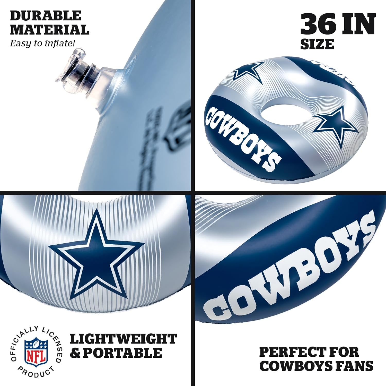 BigMouth 36” Inflatable Pool Floats Officially Licensed NFL Fan Gear Merchandise Inner Tube for Adults and Teens