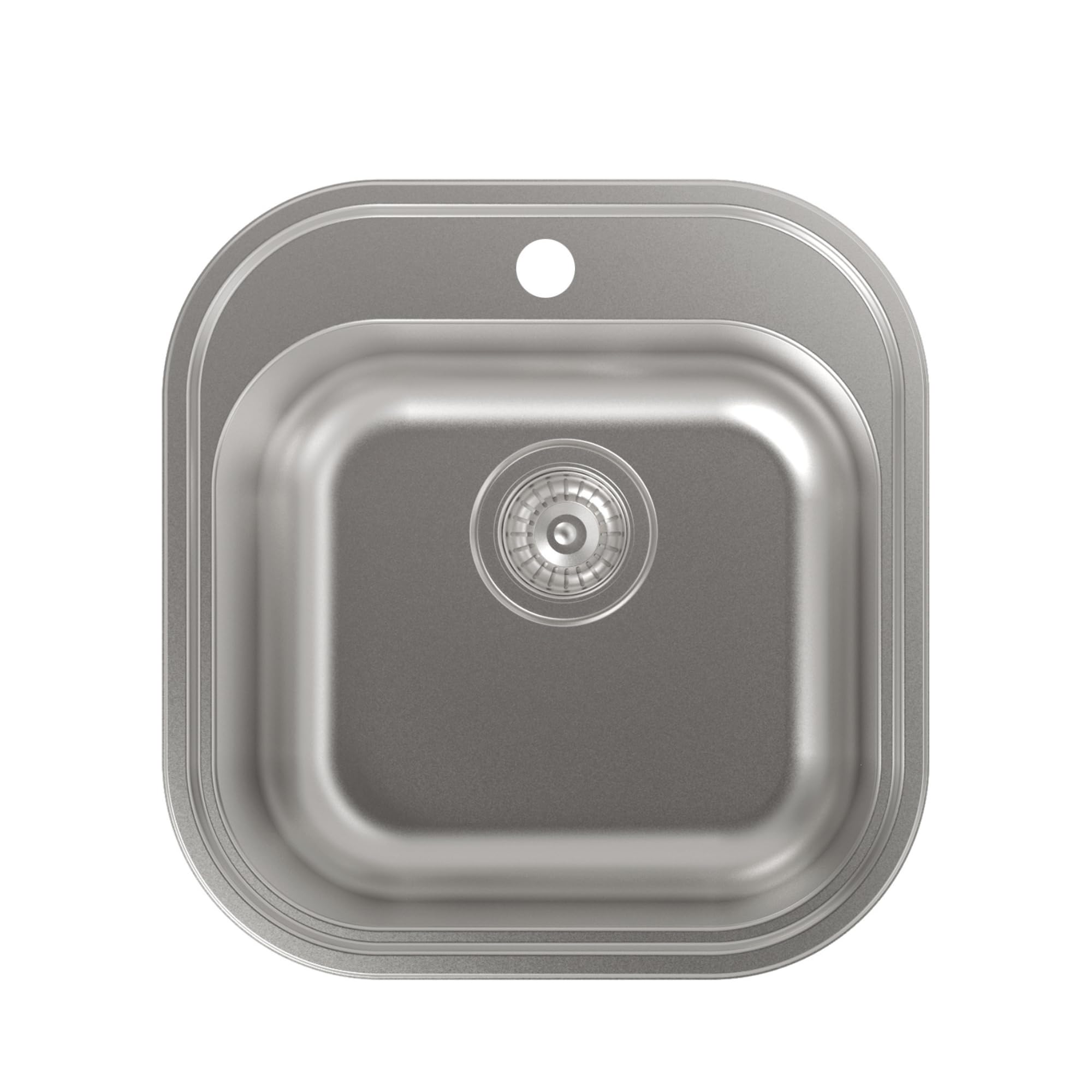 Cata Fregadero Cocina Sobre Encimera CS-1, 1 Cubeta Cuadrada 46,5x48,5 cm, Profundidad 16,5cm, Grosor 0,8mm, Fonoabsorbente, Acero Inoxidable AISI, Accesorios Incluidos, Color Gris