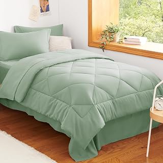 CozyLux Sage Green 5-Piece Bed in a Bag