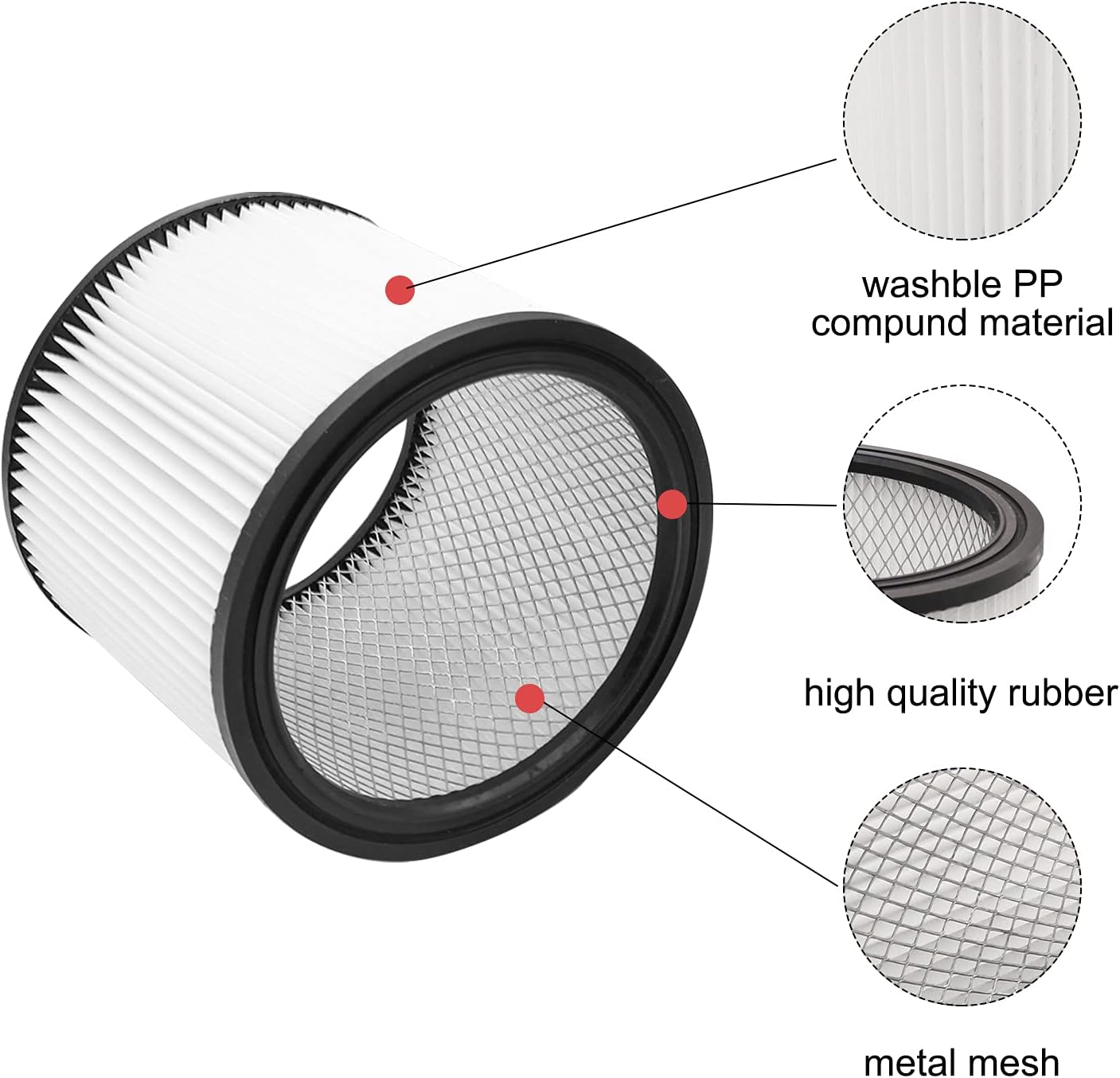 3 PCS Replacement Filter for Shop-Vac 90304, 90350, 90333, 903-04-00, 9030400, 90585 Foam Sleeve, Compare to Part # 90304, 90585