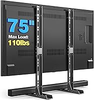 Rfiver Universal Height Adjustable TV Stand for 20-75 Inch TVs - Steel Table Top Base, 110 lbs Capacity, Cable Management, Max VESA 800x600mm, Black