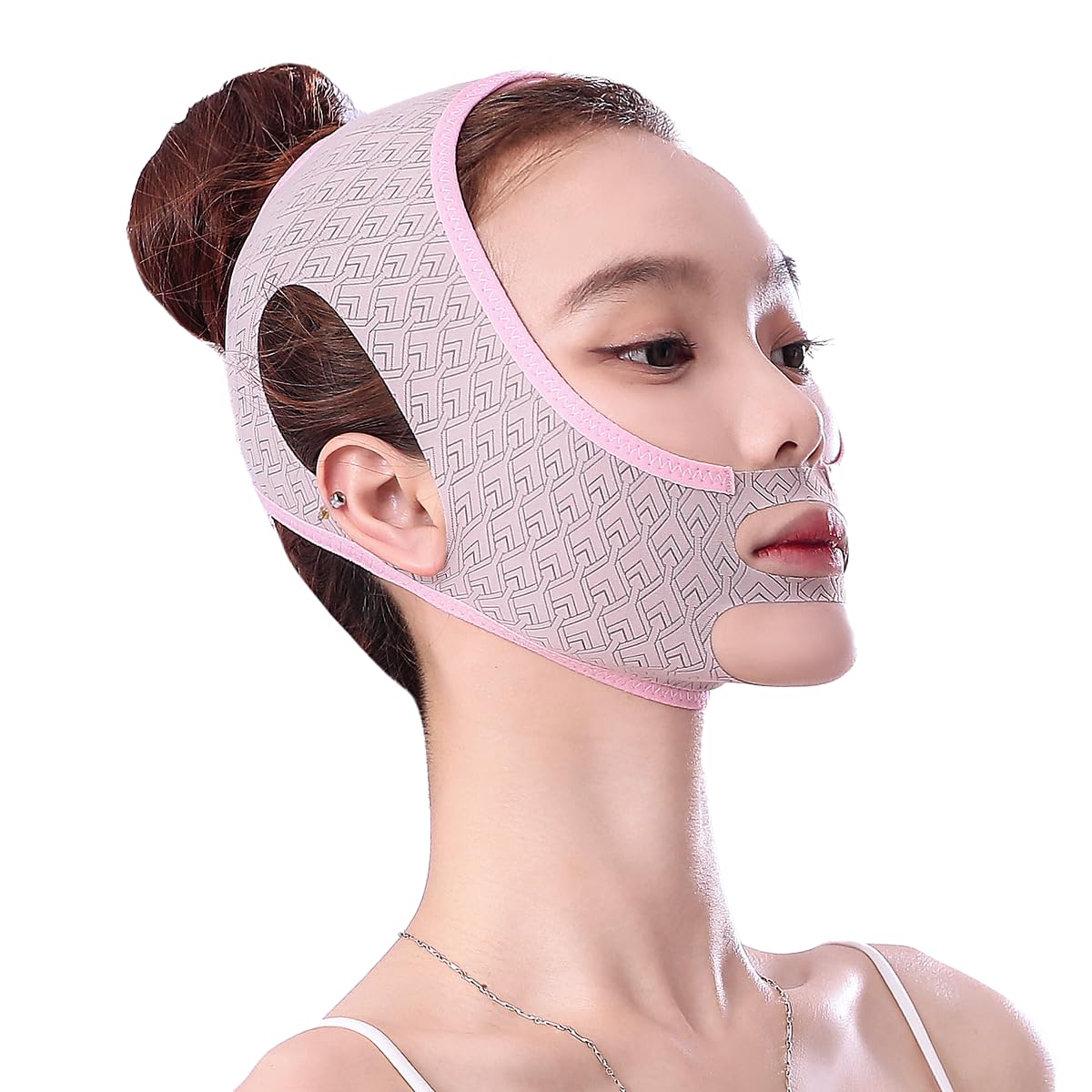 HOYECL Double Chin Reducer,V-Shape Chin Tightening Band,Face Lift Tape,Prevent Sagging,Reusable Face Slimming Belt for Women Girls