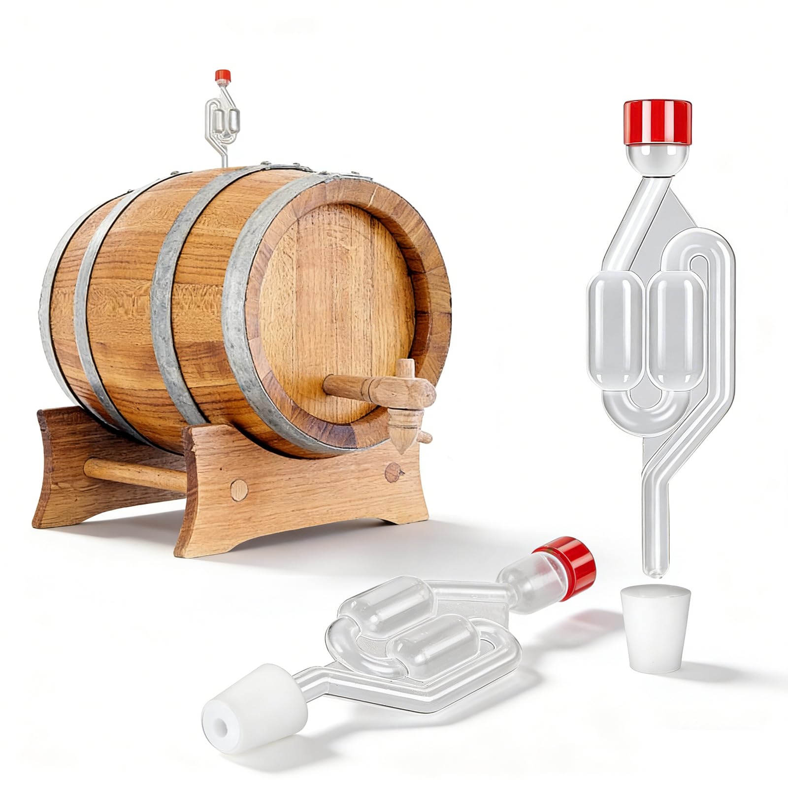 2 Fermentation Airlock and Bung Kit, Silicone Bubbler Cider Making Equipment Airlocks for Home Brewing Essential Equipment with Fermentation Bung for Wine Beer Brew and Fermenting Kimchi