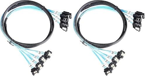 Miniatura 10 de Cable SATA-III: 1.6 ft, 4 unidades/juego delgado de 90 grados SATA de ángulo recto SAS 6 Gbps datos en ángulo recto para unidades de servidor-Raid