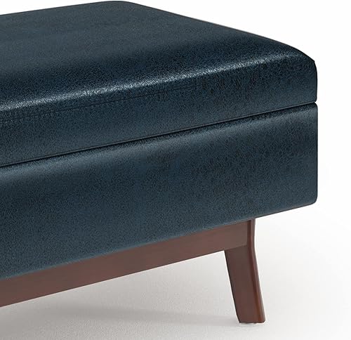 Miniatura 231 de SIMPLIHOME Owen - Bandeja rectangular moderna de mediados de siglo de 34 pulgadas de ancho, otomana pequeña para almacenamiento de mesa auxiliar, en