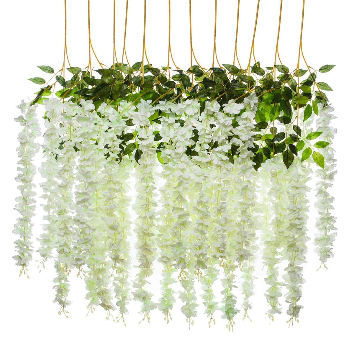 Glycines artificielles 110cm blanches pour décoration de mariage et réception