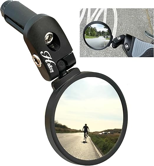 Hafny Bar End Bike / Bicycle Mirror, Stainless Steel Lens