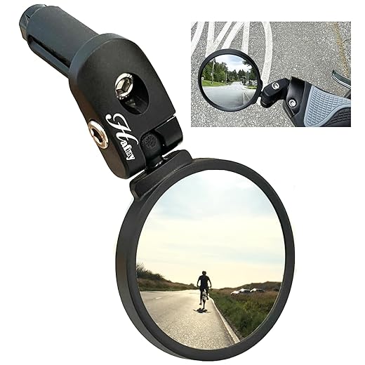 Hafny Bar End Bike Mirror, Stainless Steel Lens, Safe Rearview Mirror