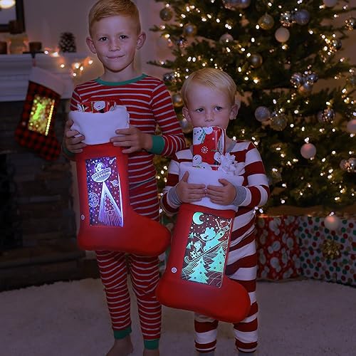 Miniatura 4 de YEW Stuff Calcetines de Navidad para hombres, mujeres, niños, mascotas calcetines de Navidad con luz LED, calcetines de Navidad grandes iluminados