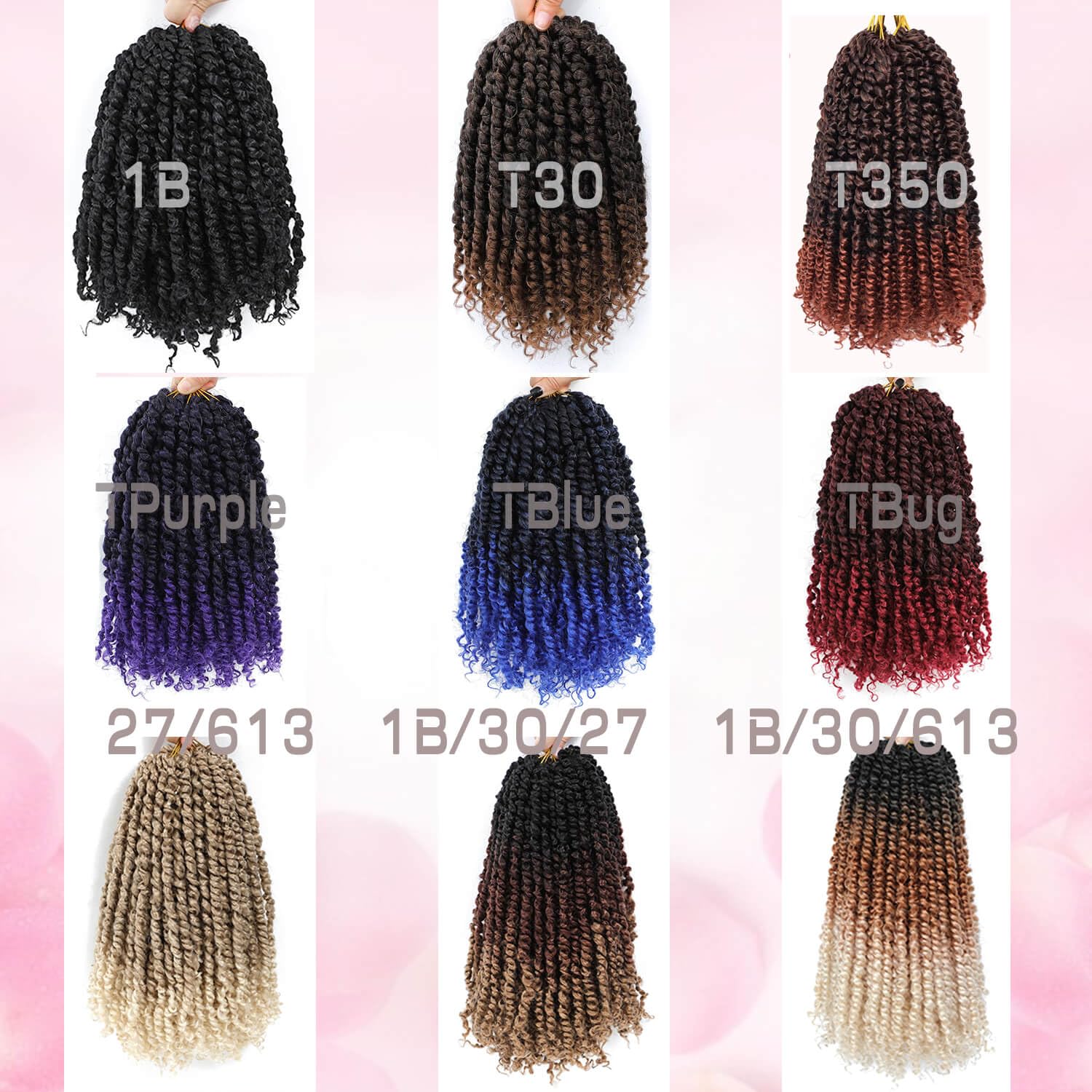 Bestlove 14 Inch 8 Packs Burgundy Pre-twisted Passion Twist Crochet Hair, Pre-looped Bohemian Curly End Synthetic Braiding Hair Extensions, Low Temperature Soft Twist Braids for Black Women(T1B/Bug)