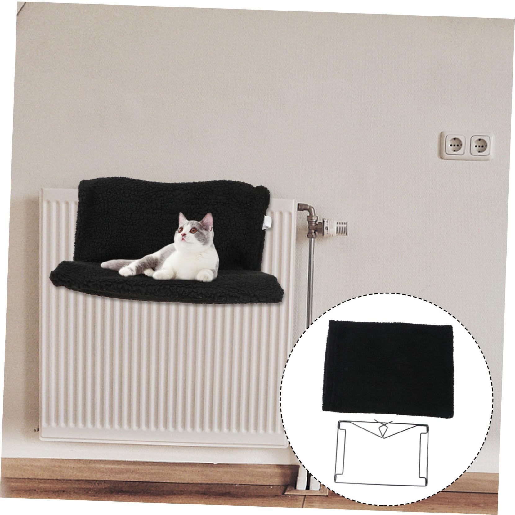 HANABASS Hamac pour Chat Chaud Noir en PP et Tissu Polyester