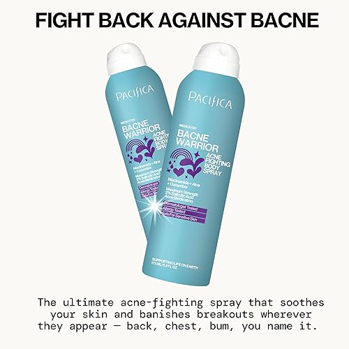 Miniatura 4 de Pacifica Beauty Bacne Warrior - Spray corporal para combatir el acné para cuerpo y espalda 2 de ácido salicílico niacinamida pepino y aloe aprobado
