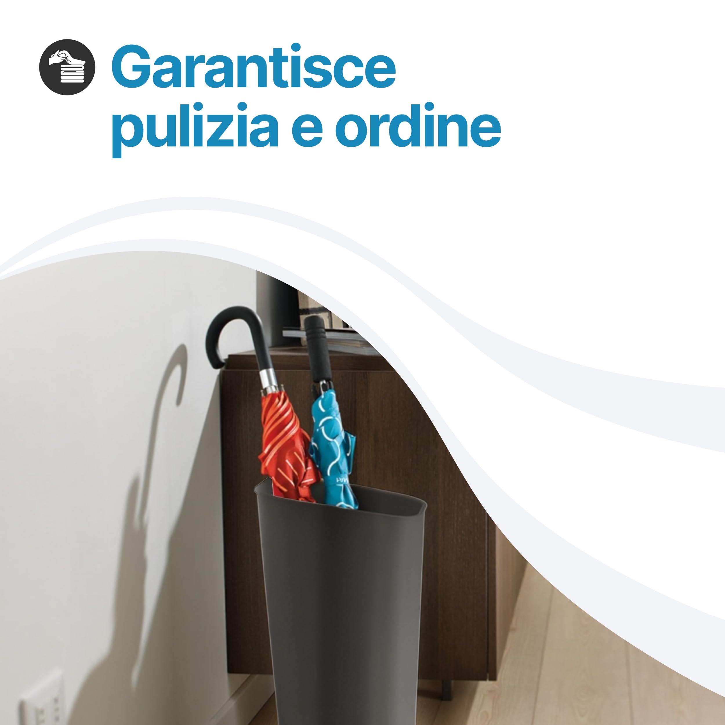 Tomaino - Portaombrelli da Interno ed Esterno 24x26x55 cm per Ingresso Casa, Negozio e Ufficio - Portaombrelli Nero in Plastica Resistente - Fino a 15 Ombrelli