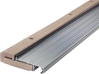 M-D Building Products 76281 4-9/16 in. x 1-1/8 in. x 73 in. Silver Adjustable Aluminum & Hardwood Threshold Kit - Versatile Solution for French and Exterior Doors