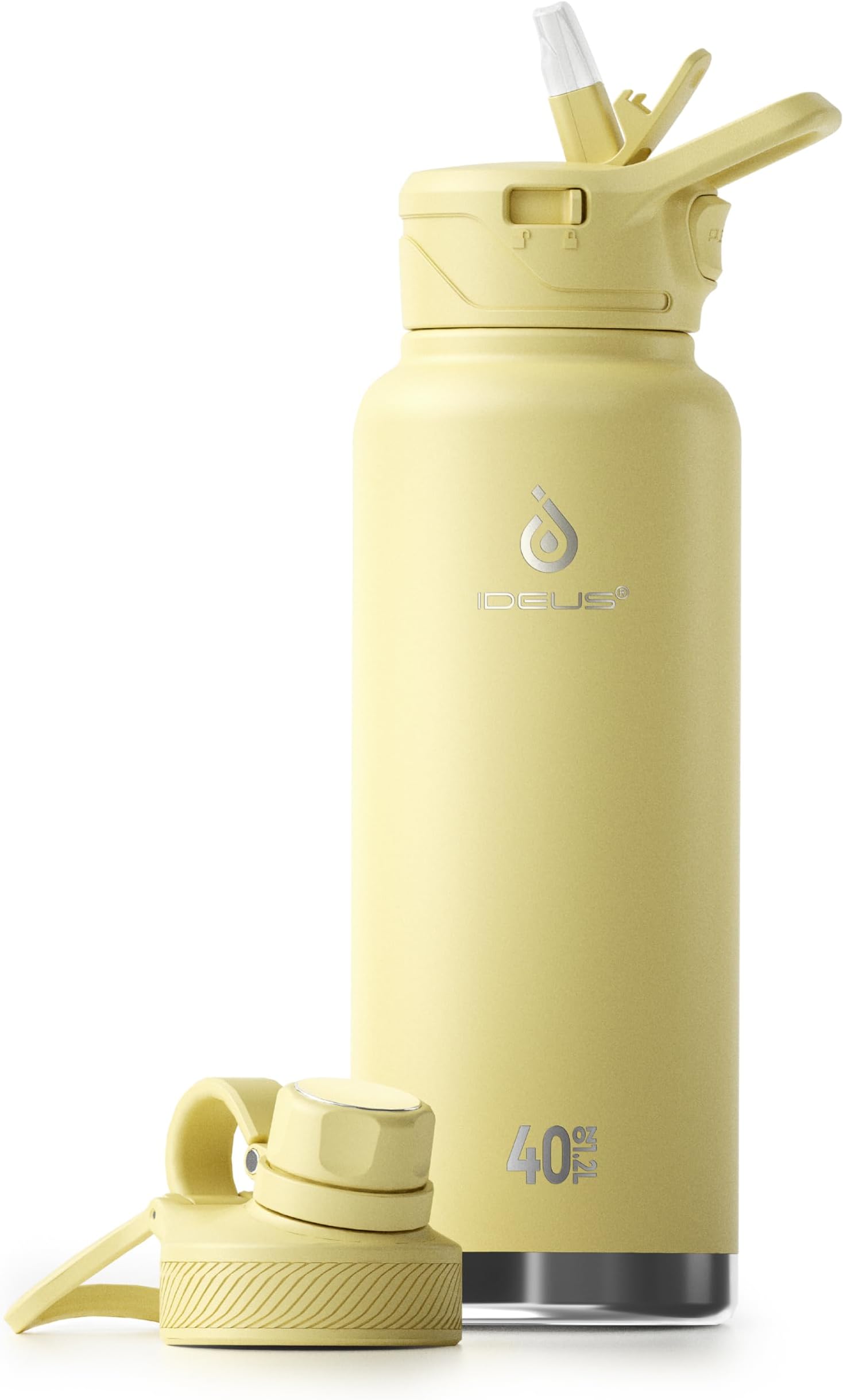 โ Vacuum Insulated Water Bottle 1140ml/40oz, Leak-Proof Stainless Steel Water Bottle, Double Wall Flask, Metal Sports Canteen with 2 Lids