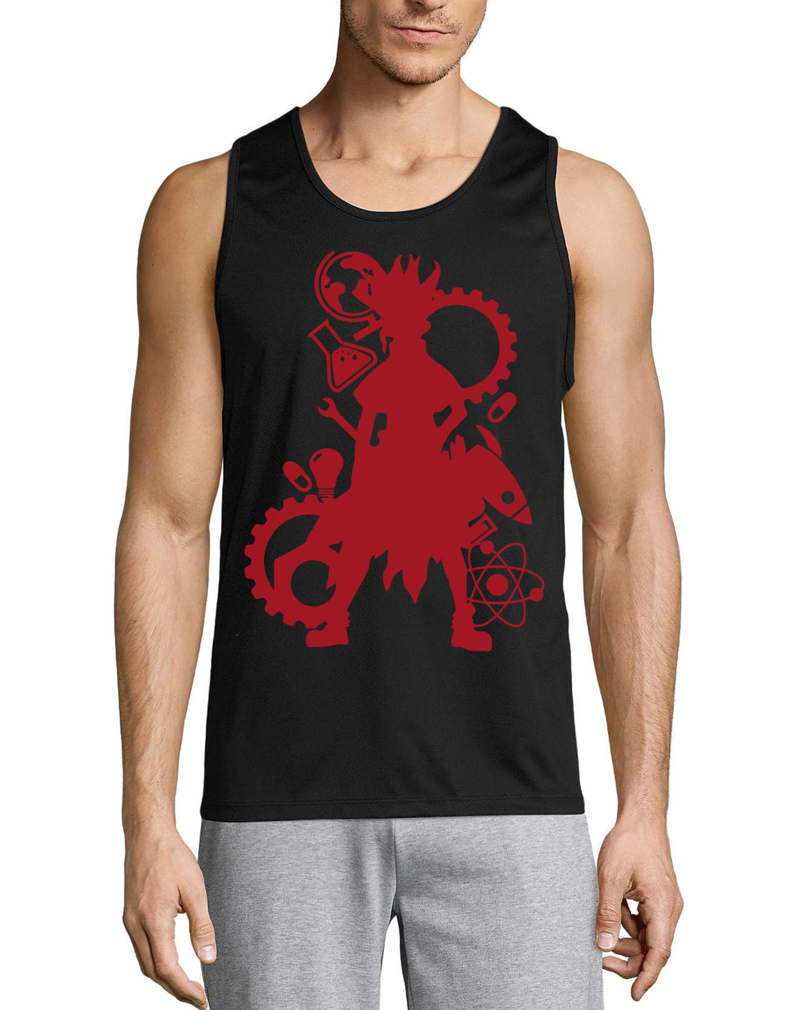 Camiseta sin mangas Anime 23 de algodón negro para hombre en corte regular de verano 3