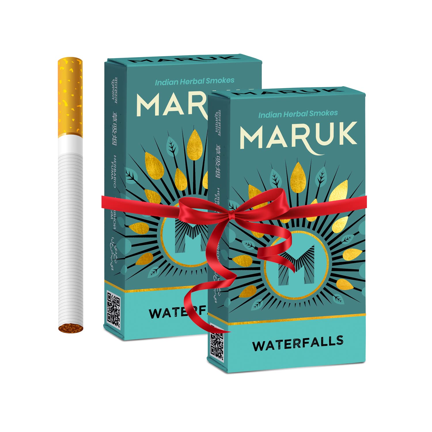 Maruk Waterfalls - Premium Herbal Smokes | No Nicotine, No Tobacco, No Additives | Patented | Made with Pure 100% Ayurvedic Herbs | Quit Smoking Cigarette Alternative (2 Packs, 20 Sticks)