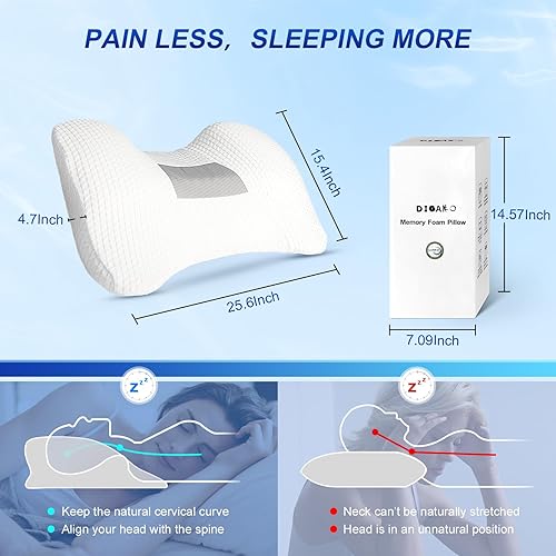 Miniatura 6 de DIBAKO Almohada cervical de espuma viscoelástica para aliviar el dolor de dormir, almohada ergonómica para dolor de hombro, almohada ortopédica de