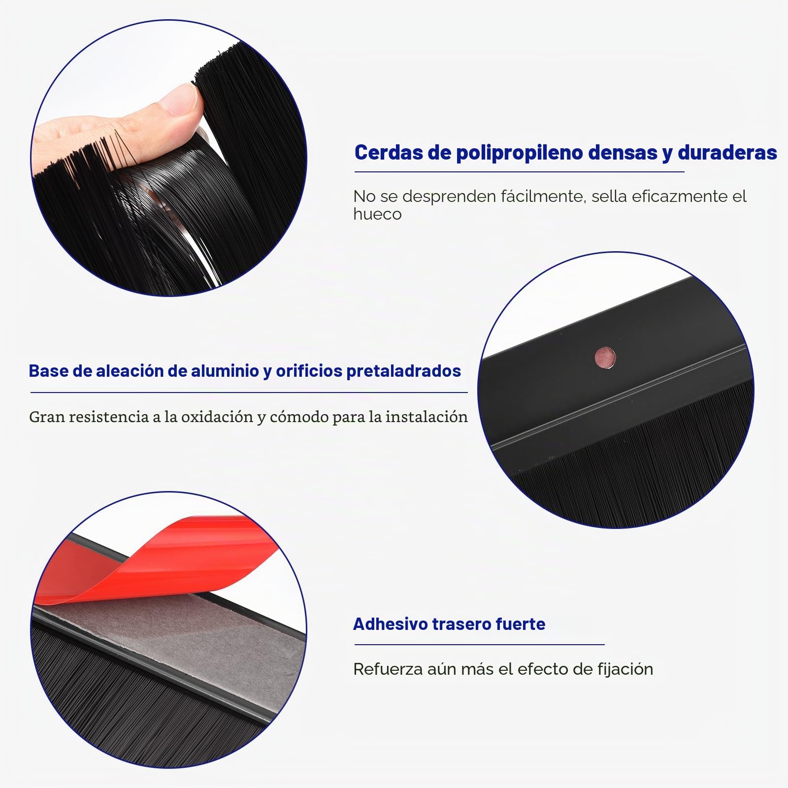 QUARKZMAN Cepillo de Puerta Inferior con Base de Aleación de Aluminio en Forma de H y Cerdas de PP de 150mm para Hogar e Industria (900mm L, Negro)