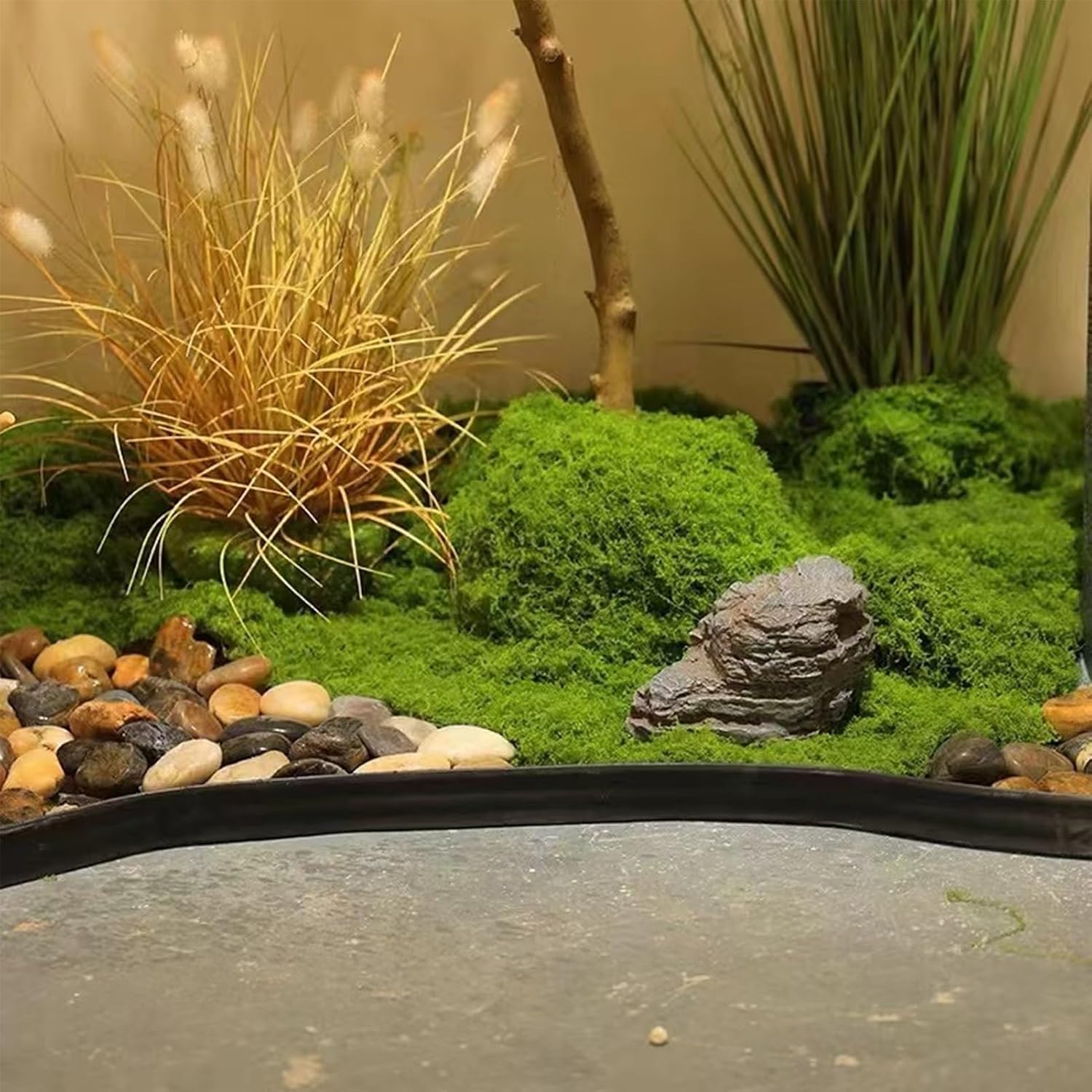 LINGDSWULING Fairy Garden Floral DIY Potted Plants Artificial Indoor for Craftsmanship Green Mat Carpet Grass Wall Crafts Natural Plants with Base Fabric