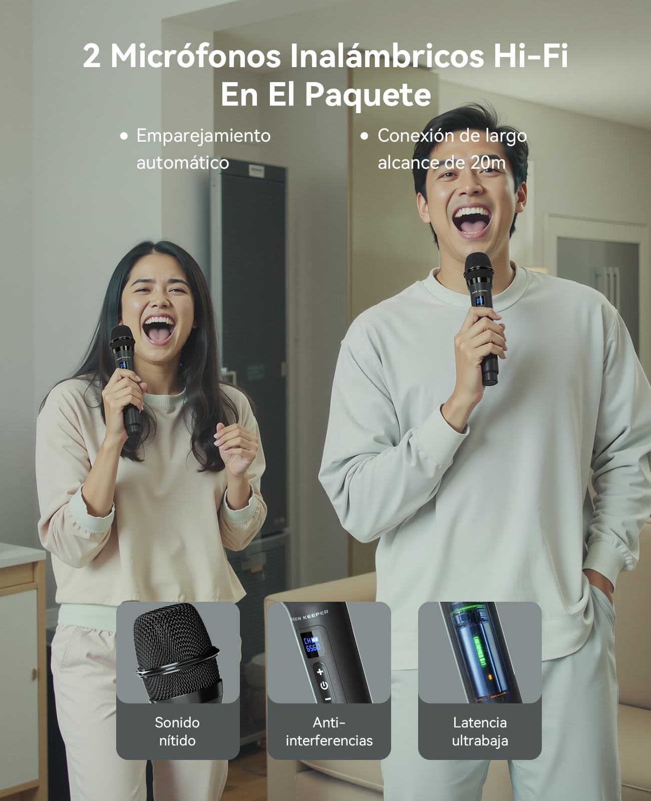 Máquina De Karaoke GKD60 Con 2 Micrófonos, Altavoz Bluetooth De 50 W