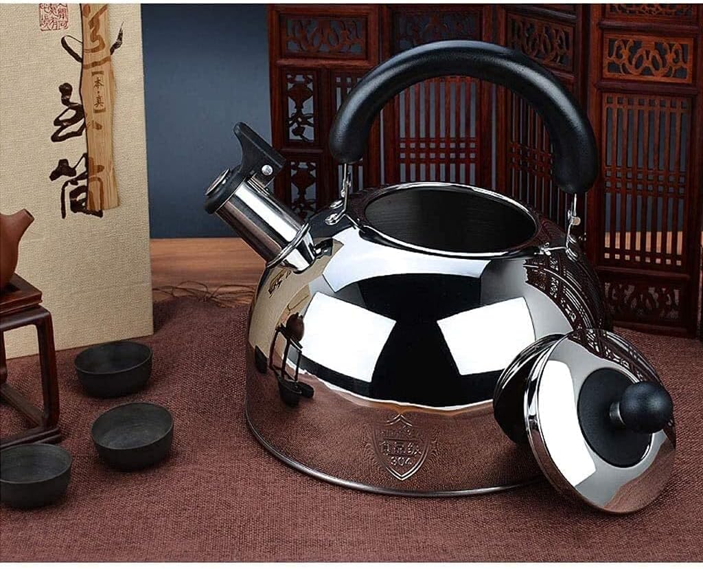 Tea pots for Stove top stovetop Kettle Stainless Steel Tea Kettle Whistling Kettle Kettle 304 Stainless Steel Induction Cooker Gas General Automatic Whistle(Size:6L)