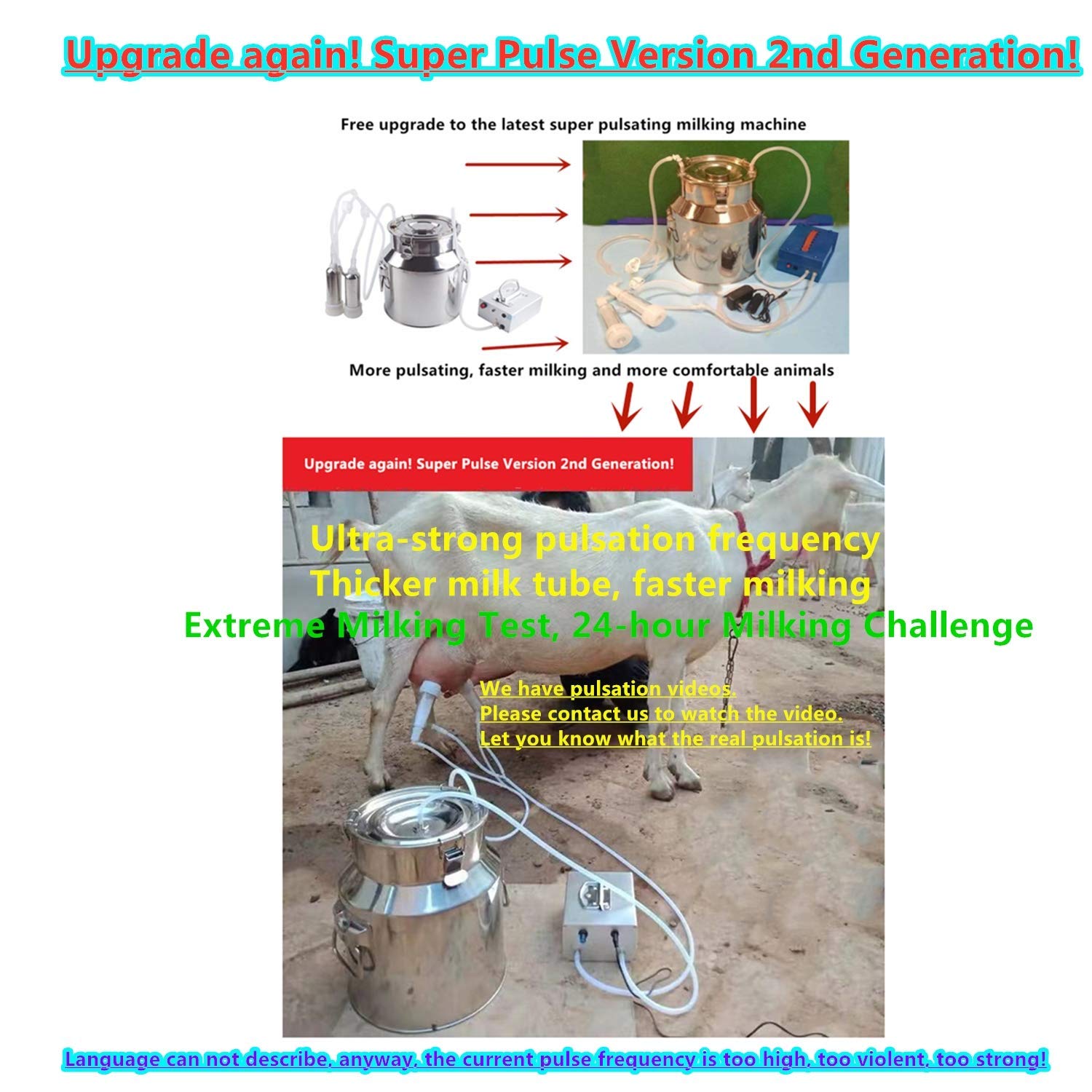 Futt 14L The Latest Upgraded Rechargeable Type high-Power Vacuum Ultra-Strong Frequency Pulsation Sheep Milking Machine