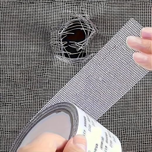 1PC Heavy-Duty Grid Mesh Tape - Self-Adhesive Sash Repair & Window Screen Tape with Super Strong Hold, Good Light Transmission & Weather Resistance for DIY & Home Repair (1PC)