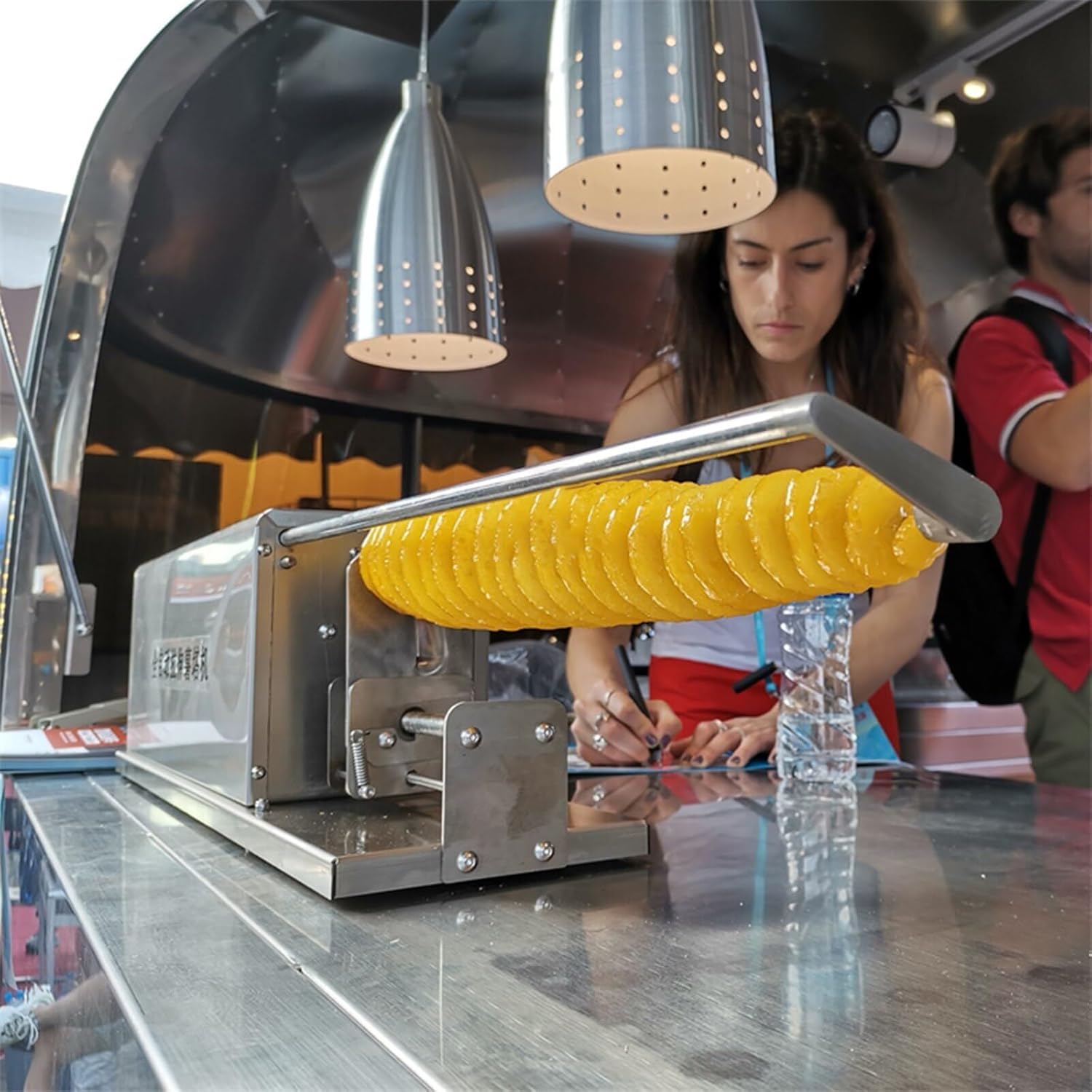 Automatic Spiral Stretch Stainless Steel Potato Slicer Potato Machine(60Type-Charging model-EU)