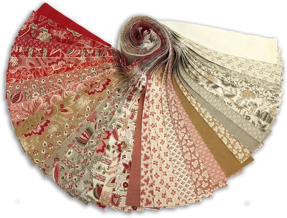 Moda, Jelly Roll, Chateau De Chantilly, Forty 2.5 inch Strips of Fabric