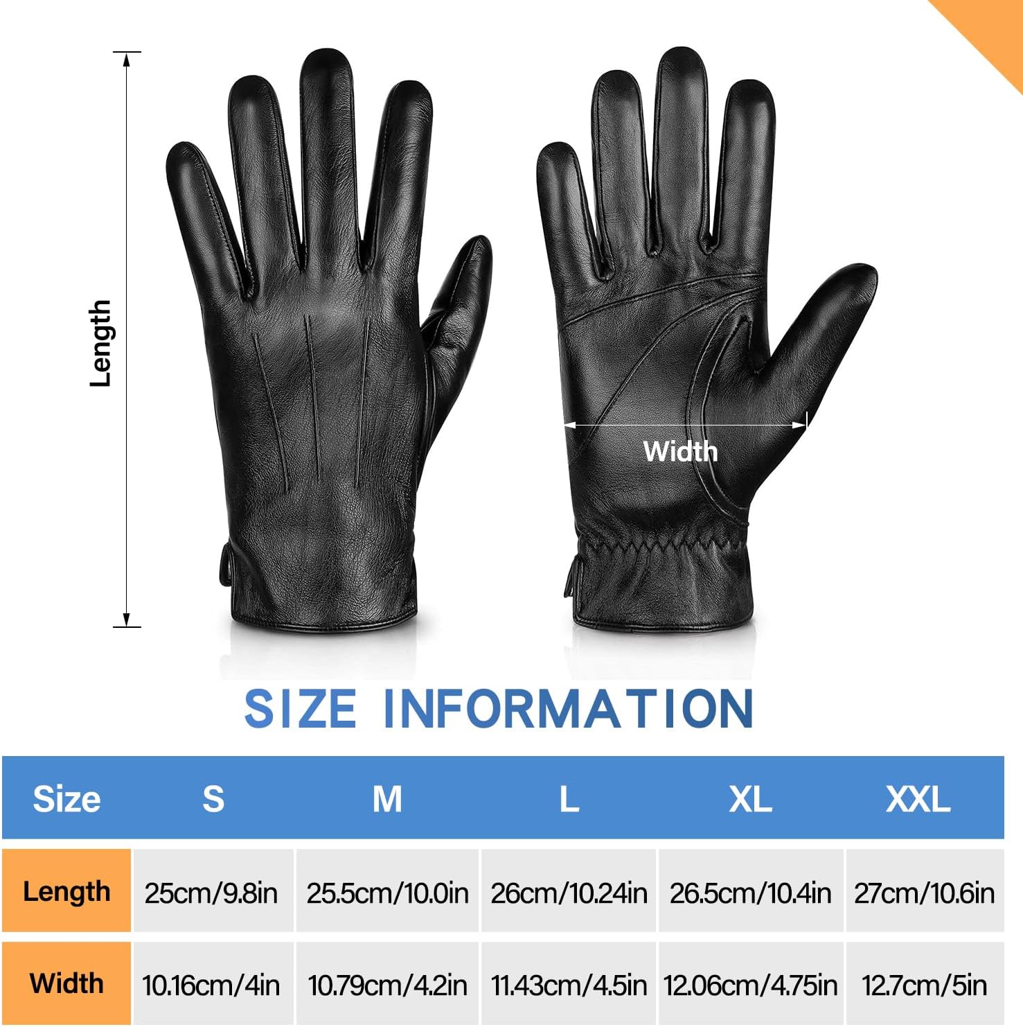 Alepo Genuine Sheepskin Leather Gloves for Men, Winter Warm Touchscreen Texting Cashmere Lined Driving Motorcycle Gloves - Image 5