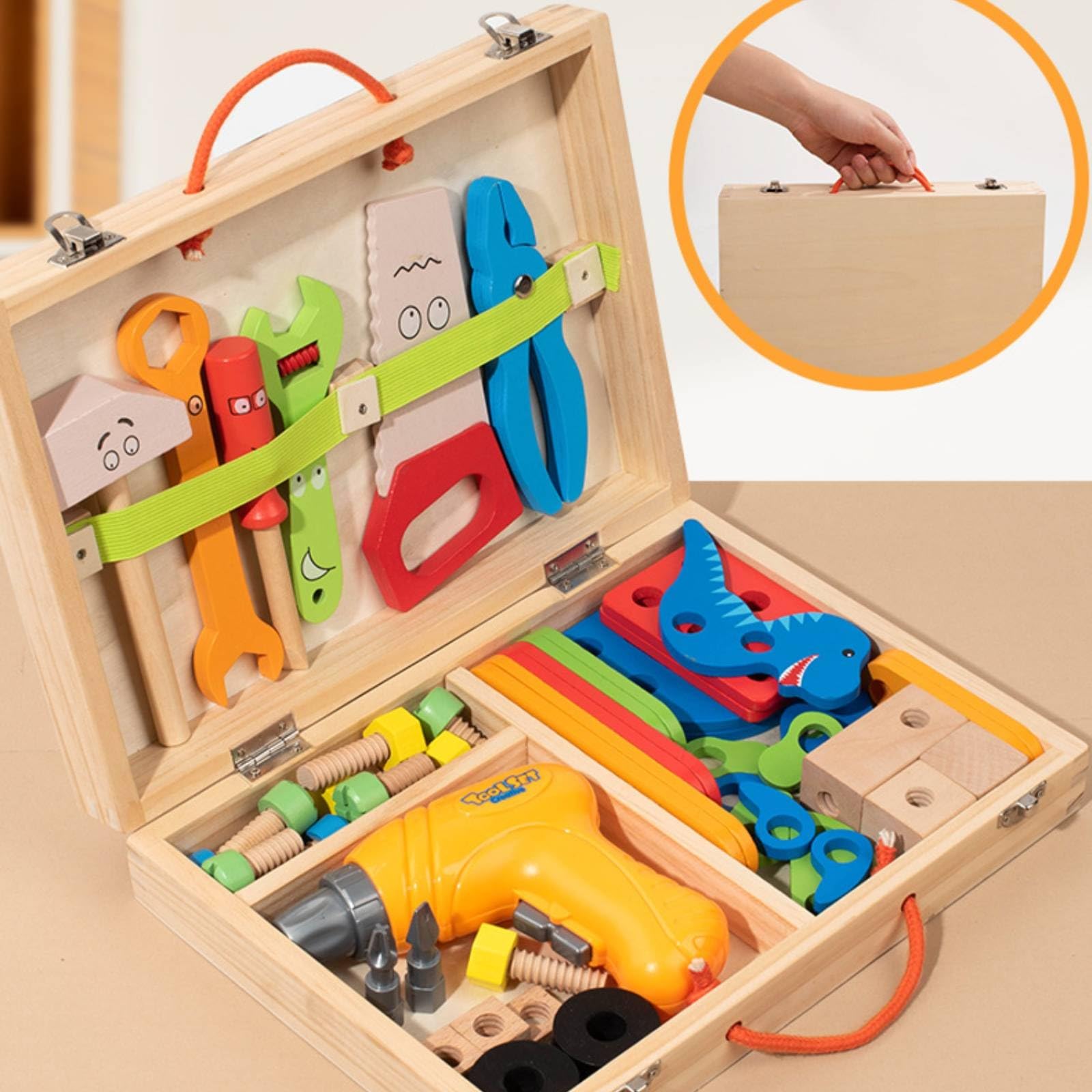 Caja Herramientas con Piezas Construcción Completo Caja Herramientas con Asa Educativo para Niños