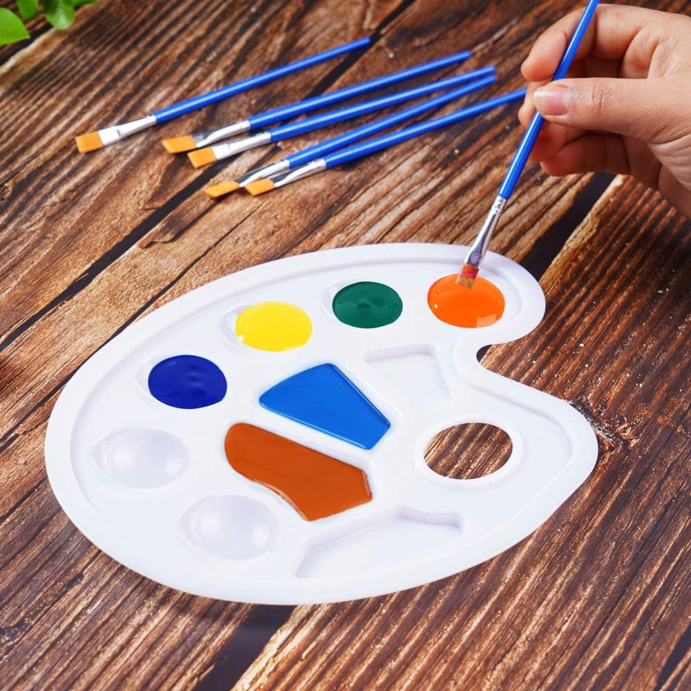 10 PCS White Plastic Paint Tray Palettes with Ten-Well Thumb Hole for Painting Party, DIY Craft and Art Painting