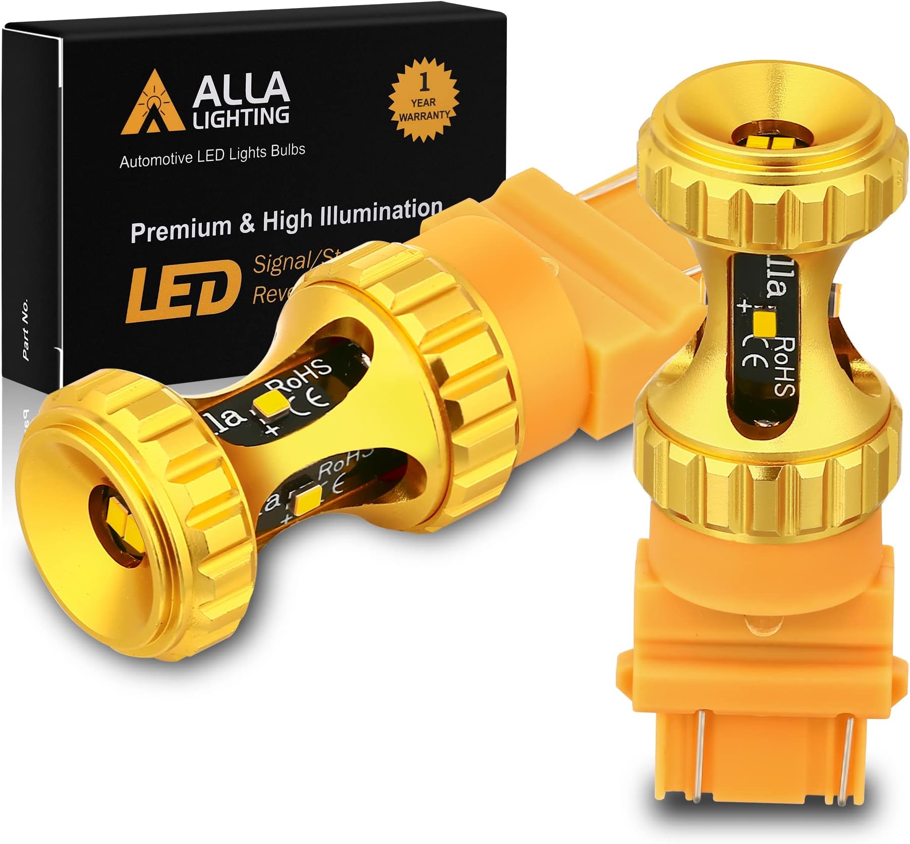 T25 3156 3157 LED Amber Yellow Bulbs, Super Bright Directional Blinker Lamps Replacement 3757, 4757, 3457 4157-N-A-K 3000lms Turn Signal Lights