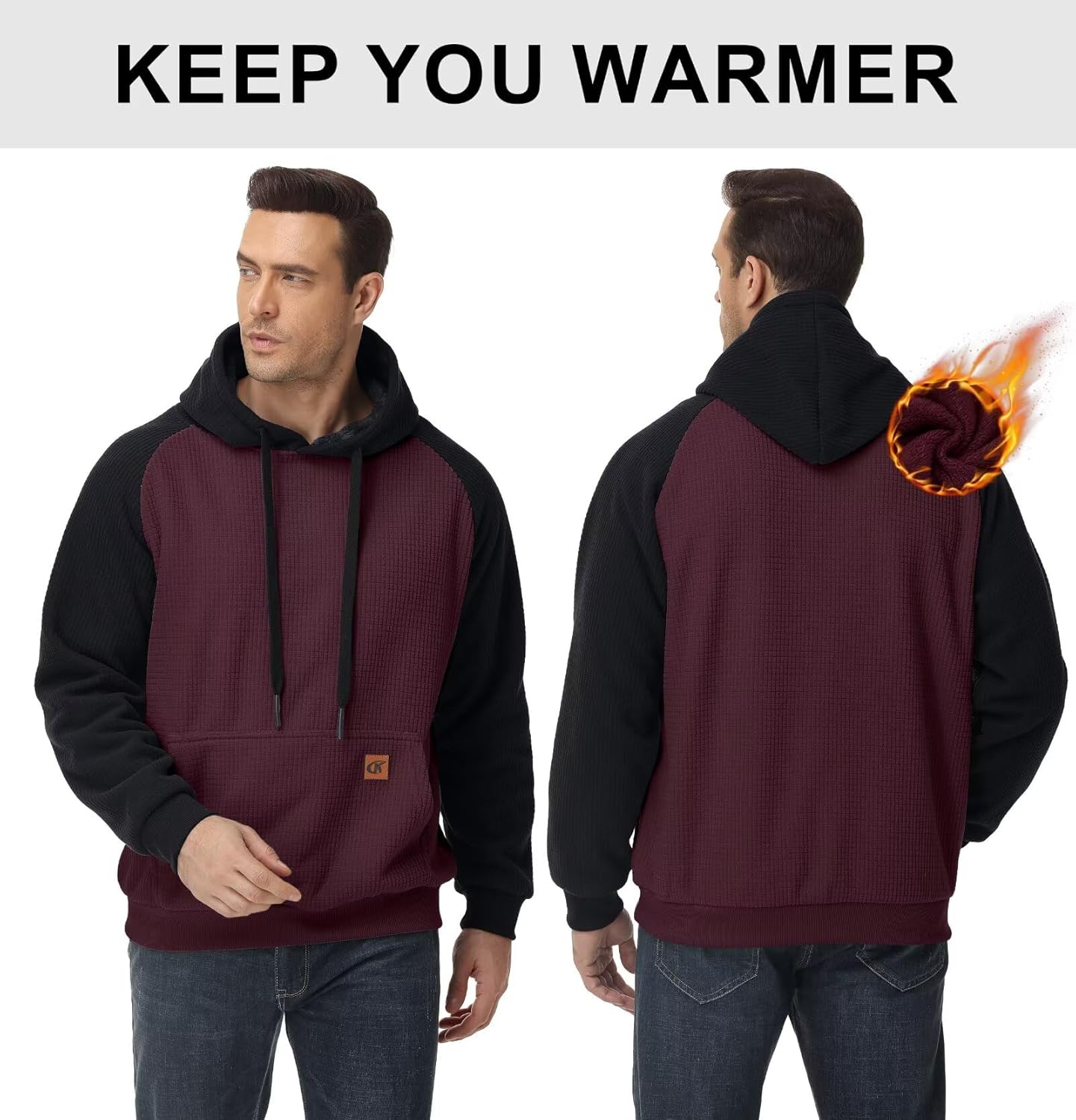 Yundobop Men's Heavy Pullover Hoodies Sherpa Fleece Lined Thick Winter Warm Hooded Sweatshirt with Kangaroo Pocket - Image 4