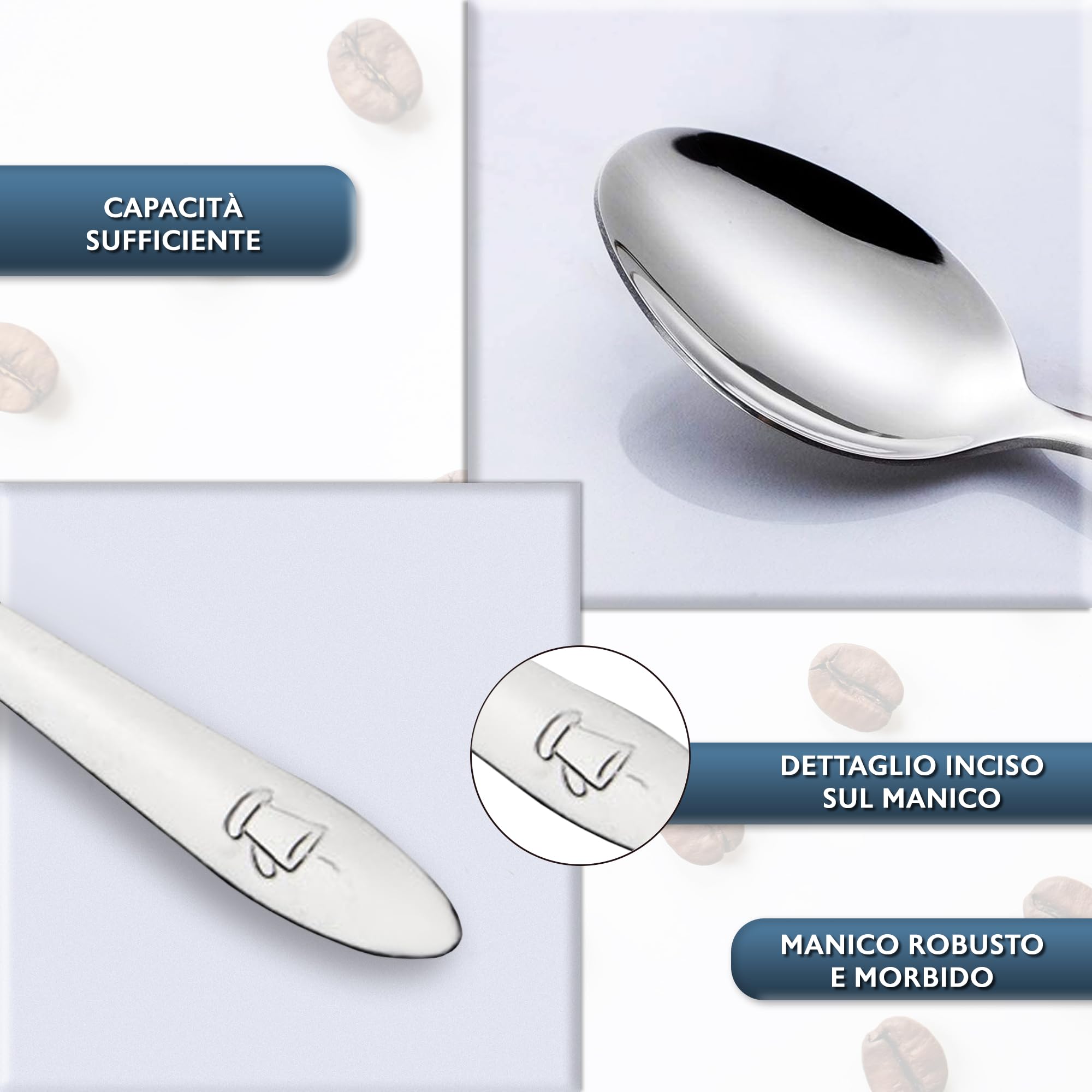 Cucchiaini caffe acciaio inox 48 pezzi 10 cm adatto per casa ristoranti lavastoviglie cucchiaini da caffè cucchiaini caffe piccoli cucchiaino caffe cucchiaini caffe particolari