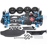 JGGZONE Metal Alloy & Carbon Fiber 1/10 RC Chassis Frame Kit Upgrade Components for Sakura D5 Mini+MR RC Flat Road Drift Car Body Frame Chassis Kit with 4 Wheels