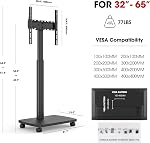 AOKCOS Rolling TV Stand for 32-65 Inch Screens,Mobile TV Cart with 90°Rotation & 12° Tilt,Portrait to Landscape,10-Level Height Adjustable for Business,Office,Studio,Home, Max VESA 400×400mm